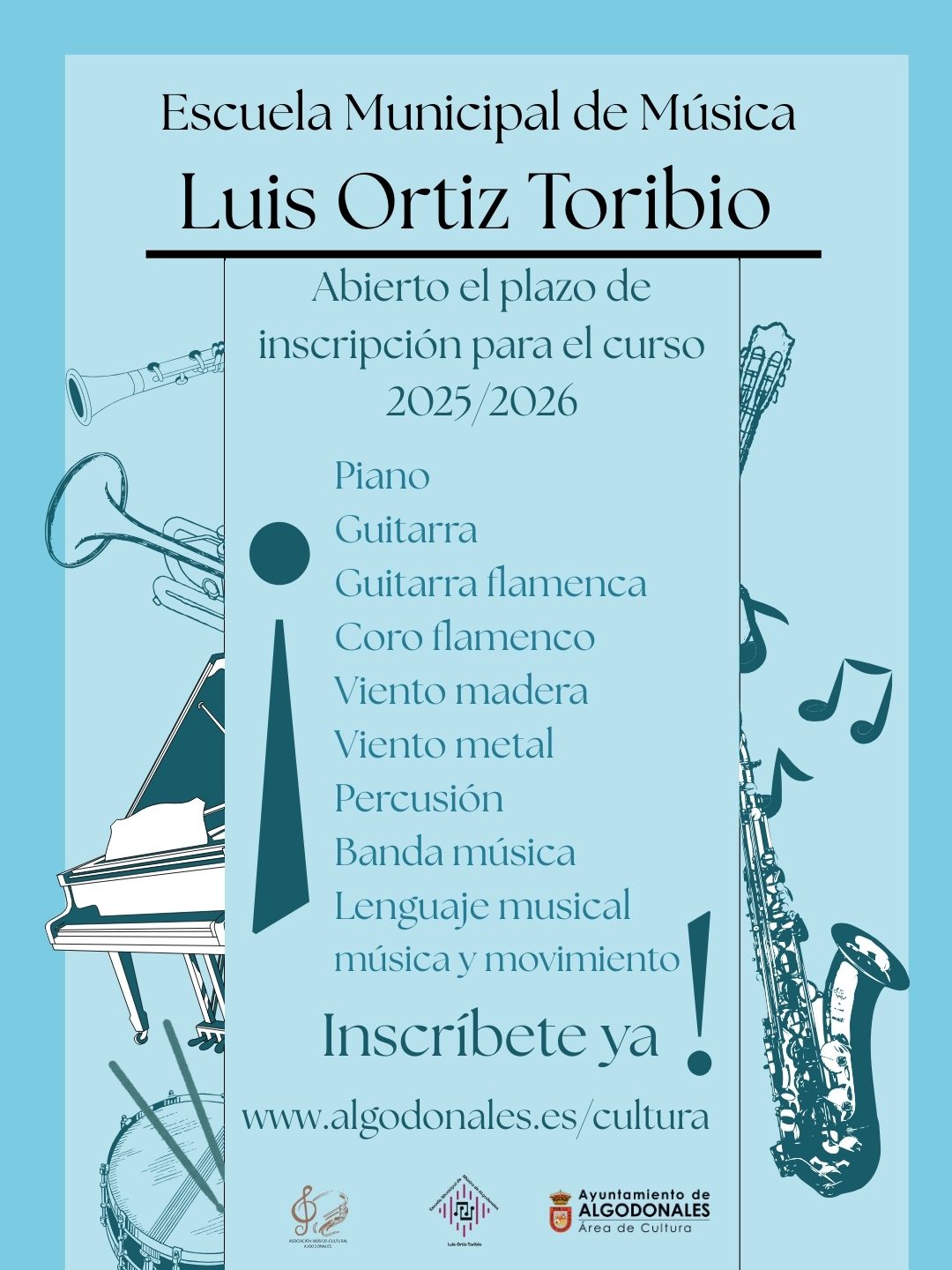 Inscripción Escuela de Música. Curso 2025/2026