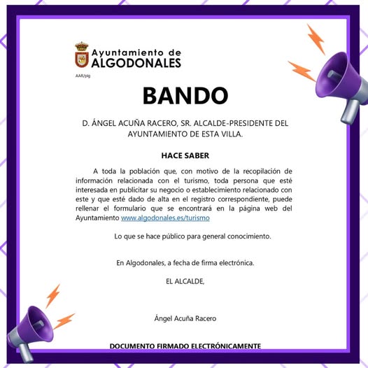 Bando: establecimientos y negocios para promoción turística