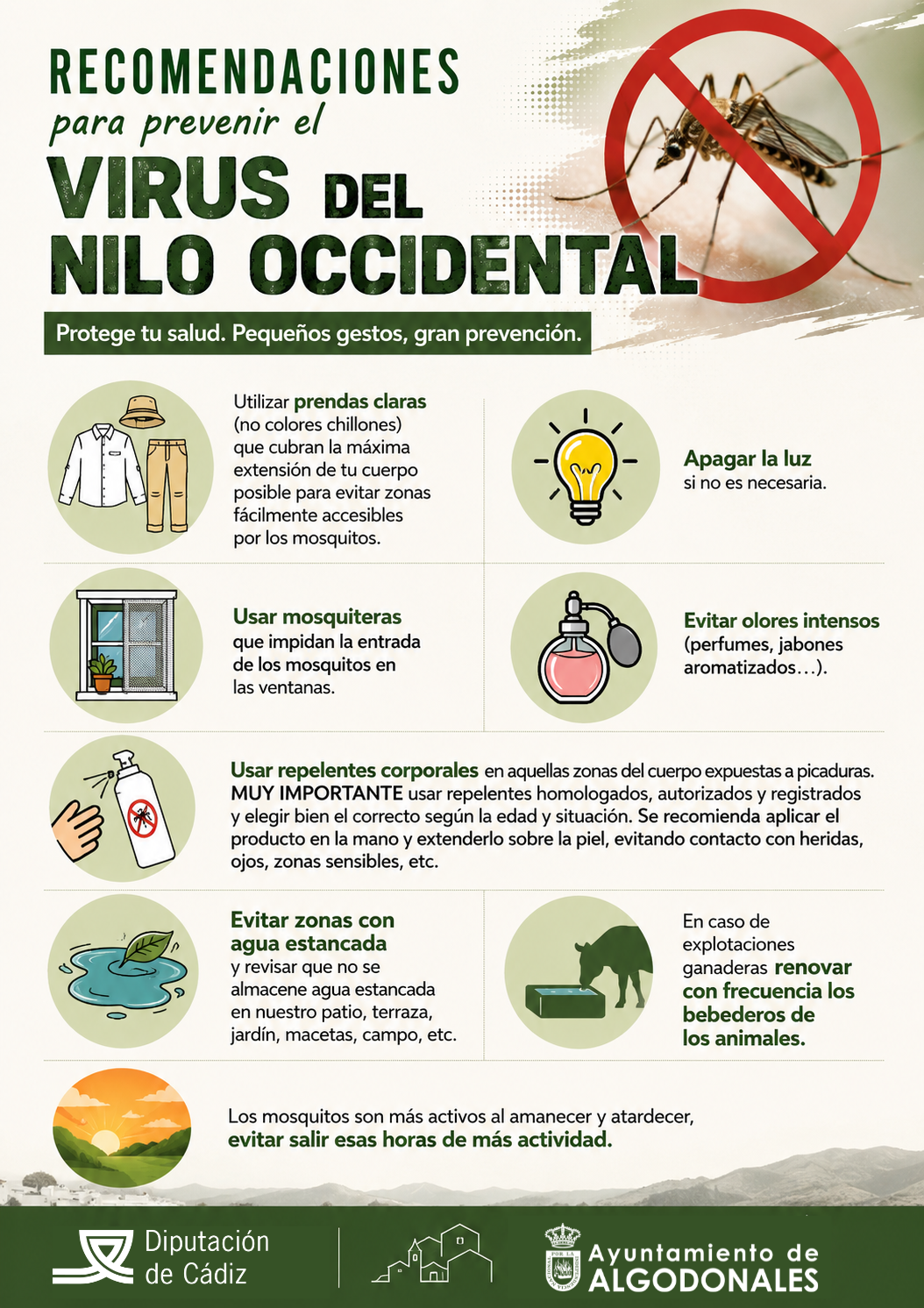 Recomendaciones para prevenir el virus del Nilo